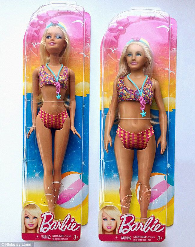 Cum ar arata Barbie daca ar avea solduri, posterior si sani, ca o femeie normala. Care varianta iti place mai mult?